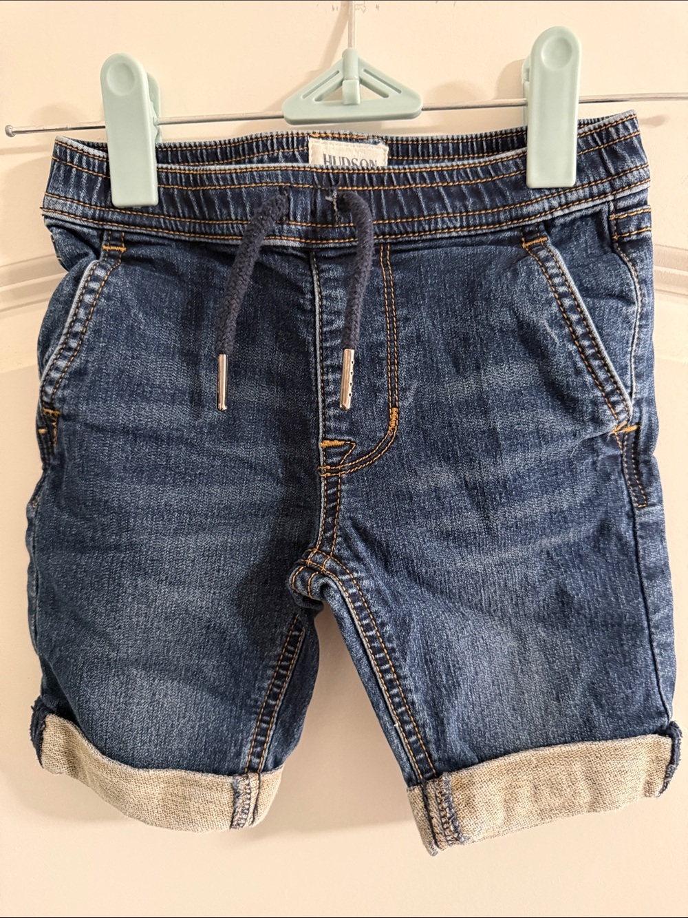 Hudson Jeans Dark Blue Rolled Cuff Kids Denim Shorts